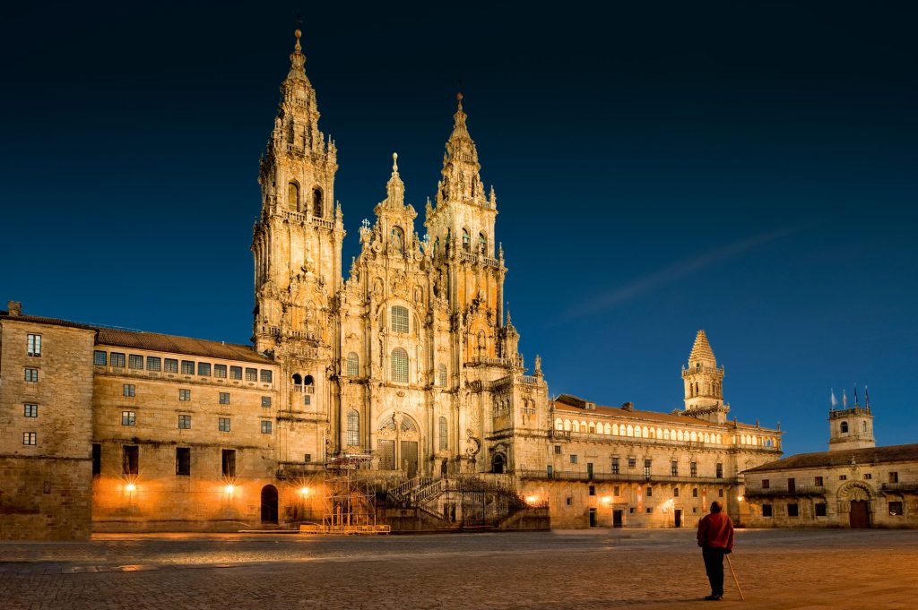 Catedral Santiago de Compostela de noche
